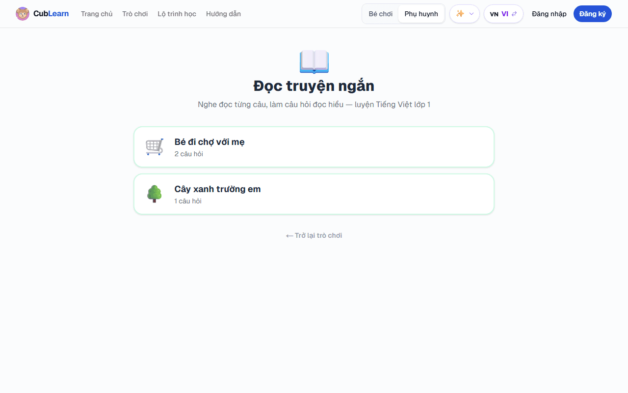 Màn hình đọc truyện tiếng Việt