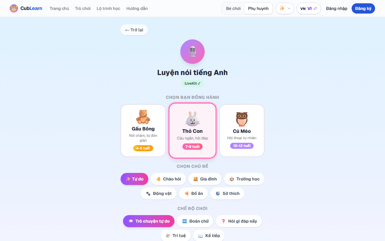 Màn hình gia sư giọng nói CubLearn